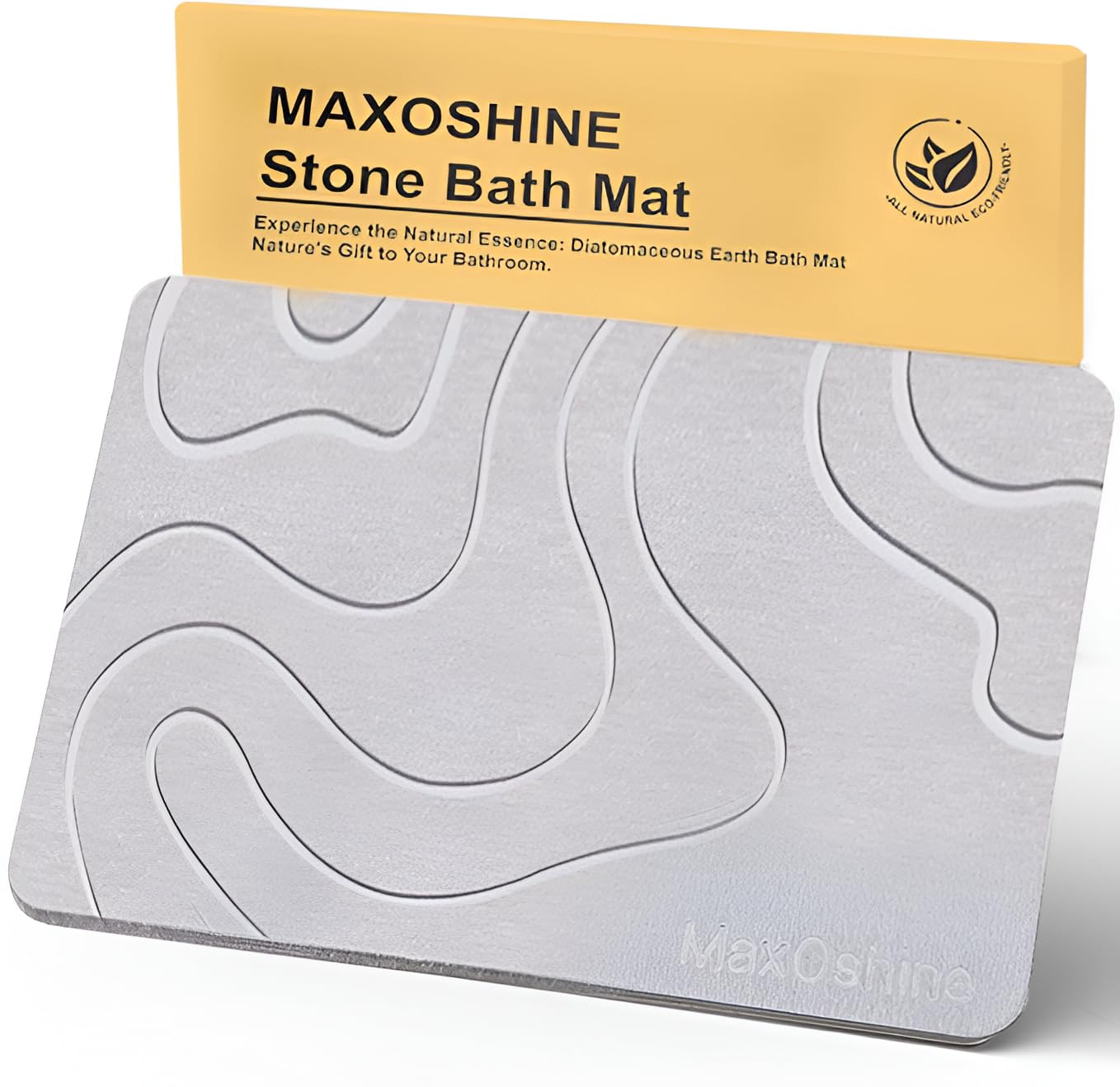 TerraDry Stone Mat for Bathroom-Highly Absorbent Diatomaceous Earth Shower Mat-Antislip Stone Bath Mat for Home Kitchen Living Room-Quick Drying Floor Mat (35 X 45 cm Light Grey)