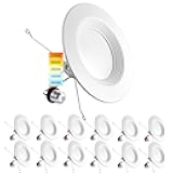 5/6 Inch LED Recessed Retrofit Downlight, 14W=90W, CCT Color Selectable 2700K | 3000K | 3500K | 4000K | 5000K, Dimmable Can Light, 1100 Lumens, Wet Rated, Energy Star, Baffle Trim (12 Pack)