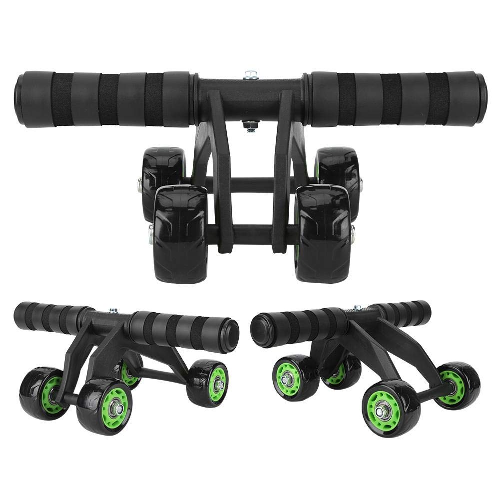 Bauchmuskel-Roller für Bauchmuskeltraining, 4 Räder, Workout-System, mit Knieschoner, Trainingsgerät für Zuhause, Bauchmuskeltraining, für Männer/Frauen (grün + schwarz)