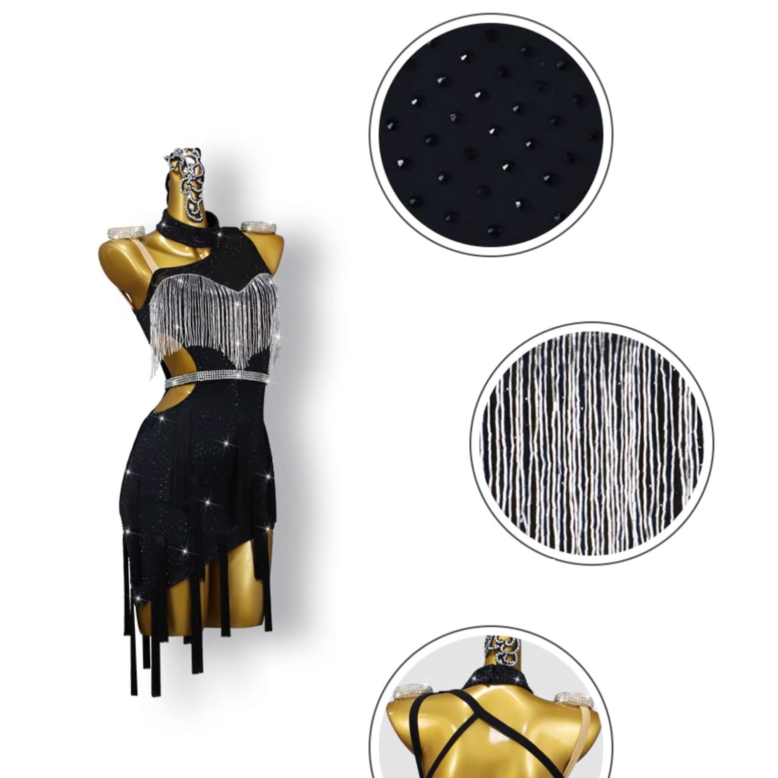 Lateinisches Tanzkleid Damen Fransen Latein Tanzkleider Für Frauen Weißes Latein Turnierkleid Ballsaal Rückenfrei Salsa Samba Rumba Chacha Kostüm Geschenke Für Frauen
