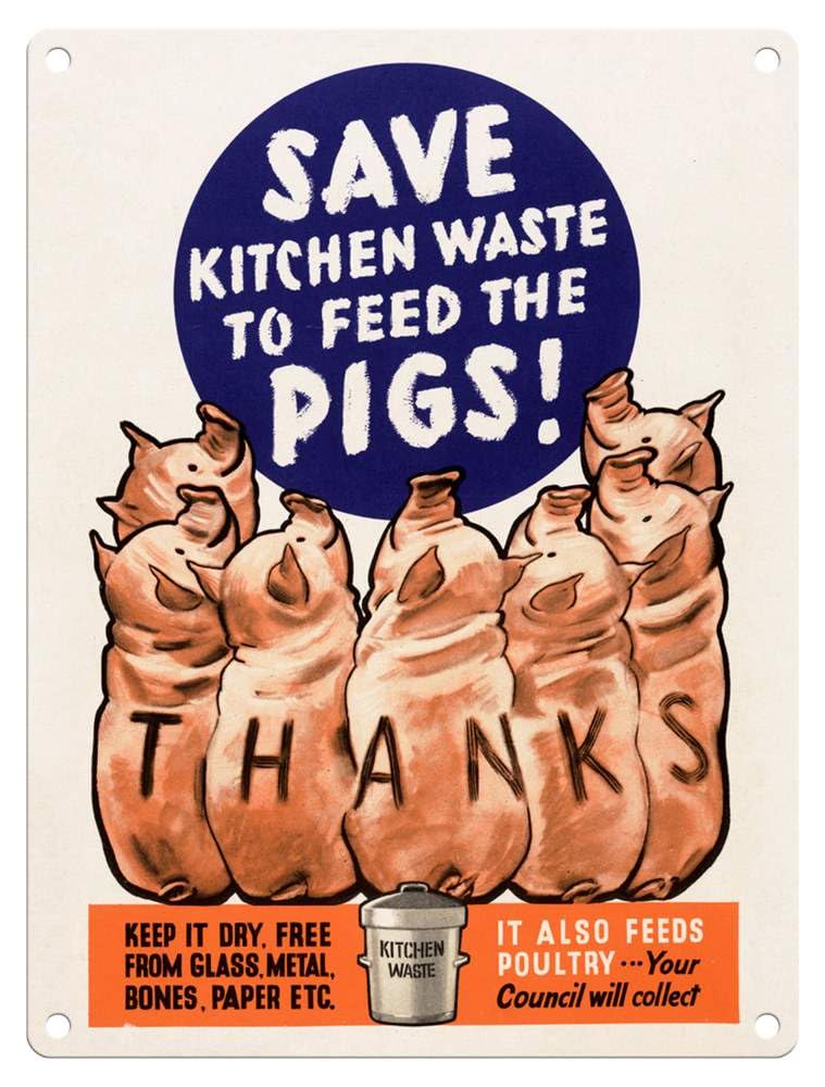Metal Sign - Official Imperial War Museum (Feed The Pigs, 15 x 20 cm)