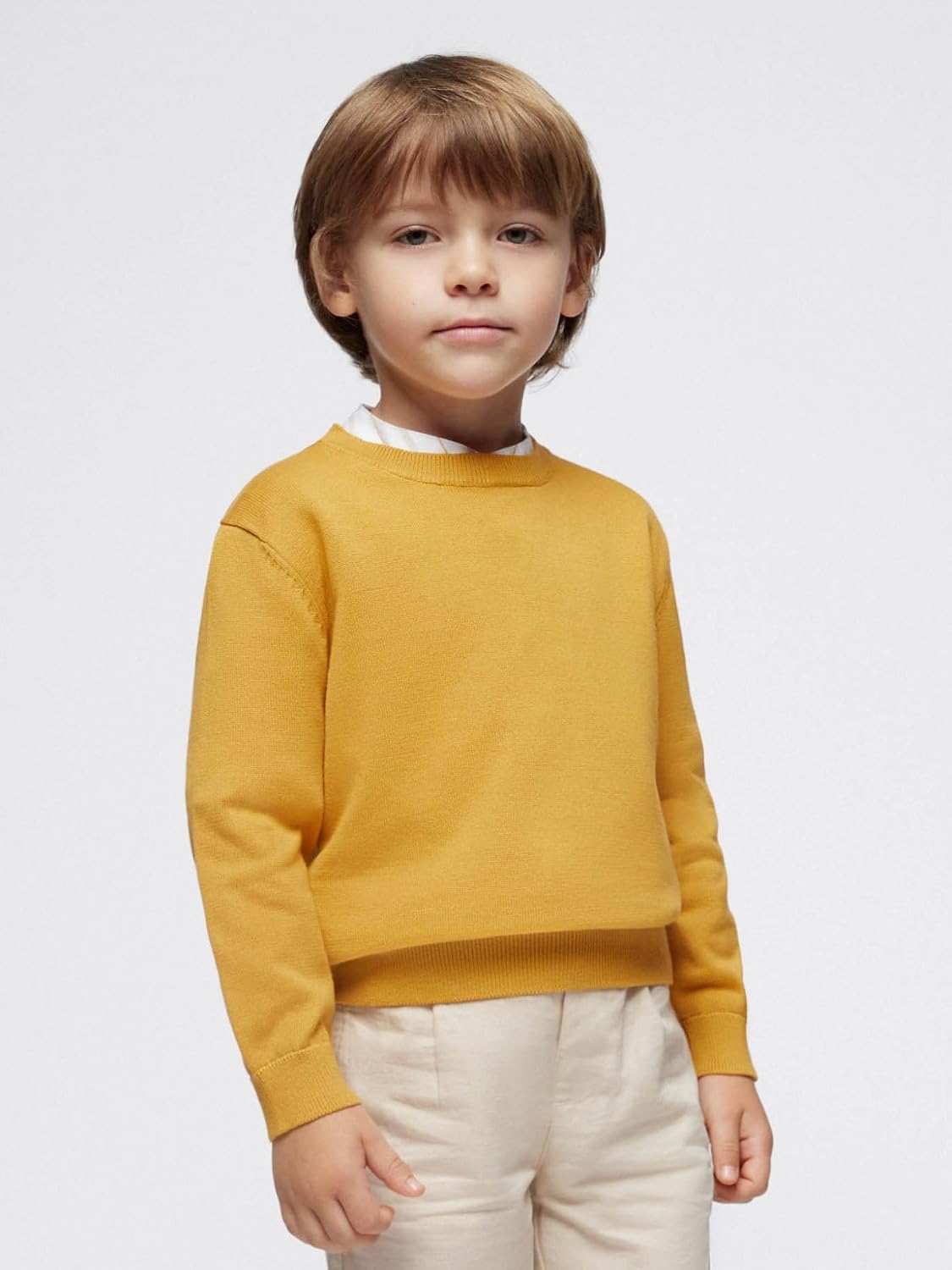 Mayoral Basic Crew Neck Jumper for Boys Ochre