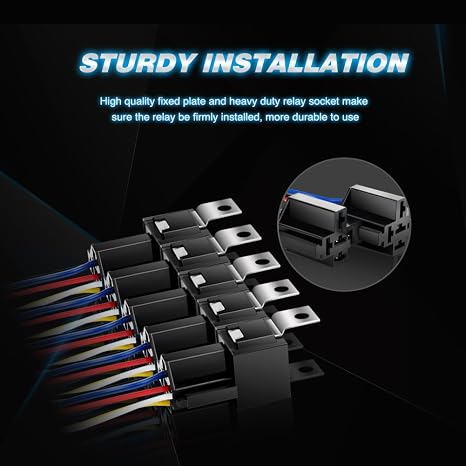 Nilight 50003R Automotive Set 5-Pin 30/40A 12V SPDT with Interlocking Relay Socket and Wiring Harness-5 Pack,