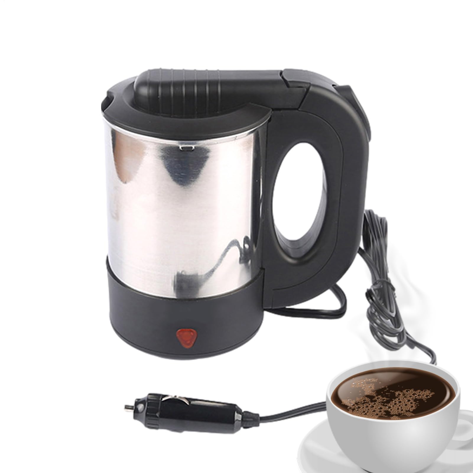 Bollitore elettrico da viaggio Scalda caffè – Riscaldatore elettrico in acciaio inossidabile, design a doppia tensione 12 V 24 V, portatile con riscaldamento automatico, funzione di spegnimento