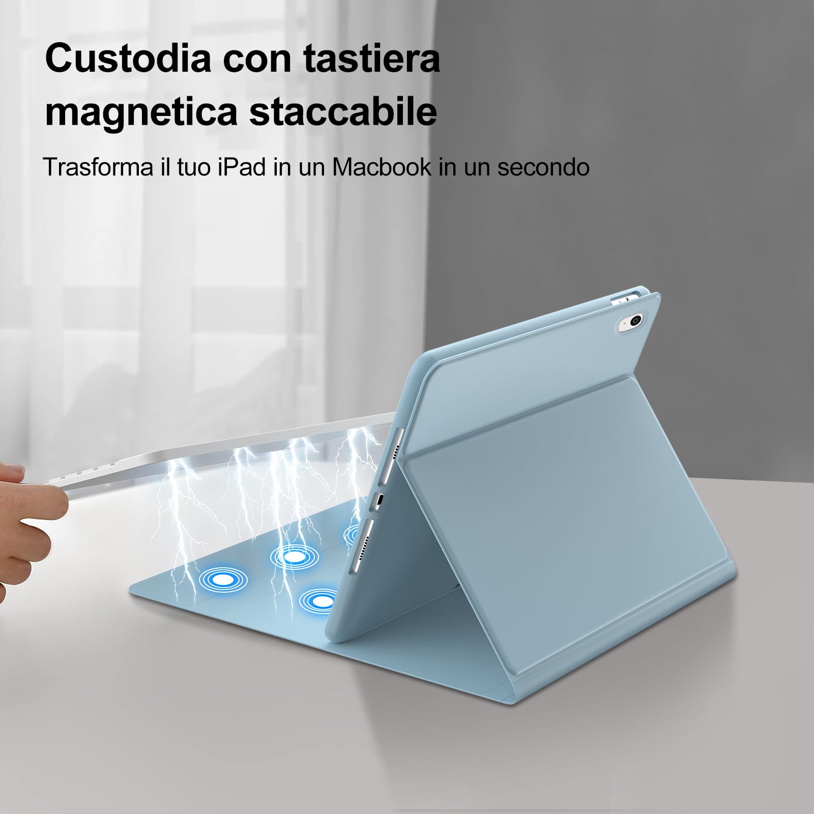 SENGBIRCH Cover Con Tastiera Per IPad 9/8/7 – Bluetooth QWERTY Italiano, Portapenne E Rosa Chic!