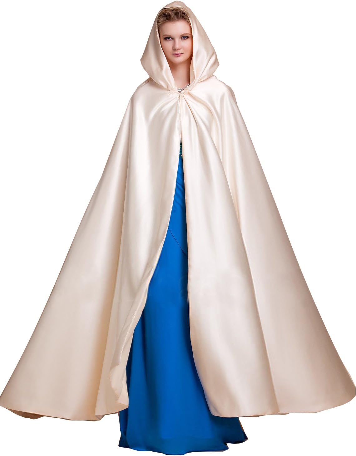 EllieHouse Women's Satin Wedding Cape Winter Bridal Cloak PF11