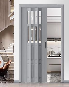 Folding Door Interior Door Concertina Door, Interior Folding Gate, Custom Size, PVC Folding Accordion Door with Handle, For Cupboard/Kitchen, Hallway Pantry Entry Sliding Door 26x80in66x203cm
