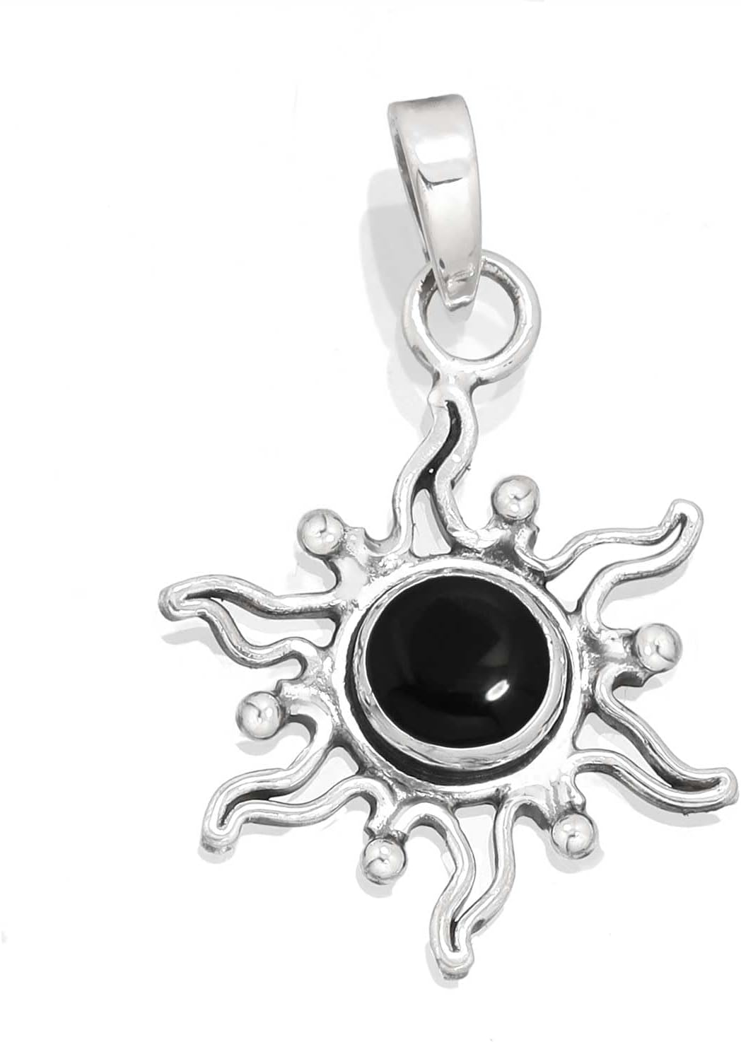Natural Gemstone Pendant Necklace For Women Lapis, Amber, Agate, Moonstone Round Boho Genuine 925 Sterling Silver Handmade Jewelry