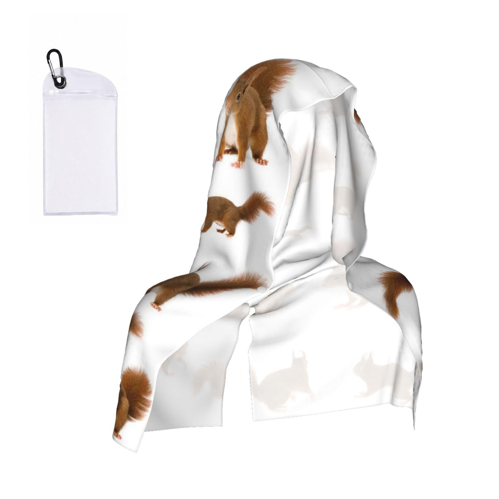 Esnaiuvcd Black Cute Squirrel Print Multifunctional Cooling Hoodie Bandana Portable Sweat Absorbing Design For Beach Workouts Exercise Heat Relief Accessories