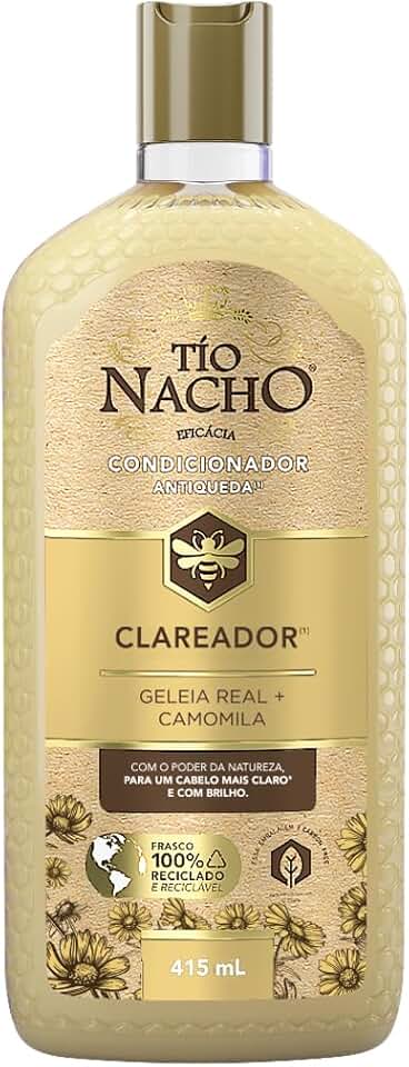 Tío Nacho Condicionador Clareador Antiqueda Natural com Camomila e Geleia Real para Cabelos Claros ou com Mechas – Mais Brilho e Clareamento Natural 415ml