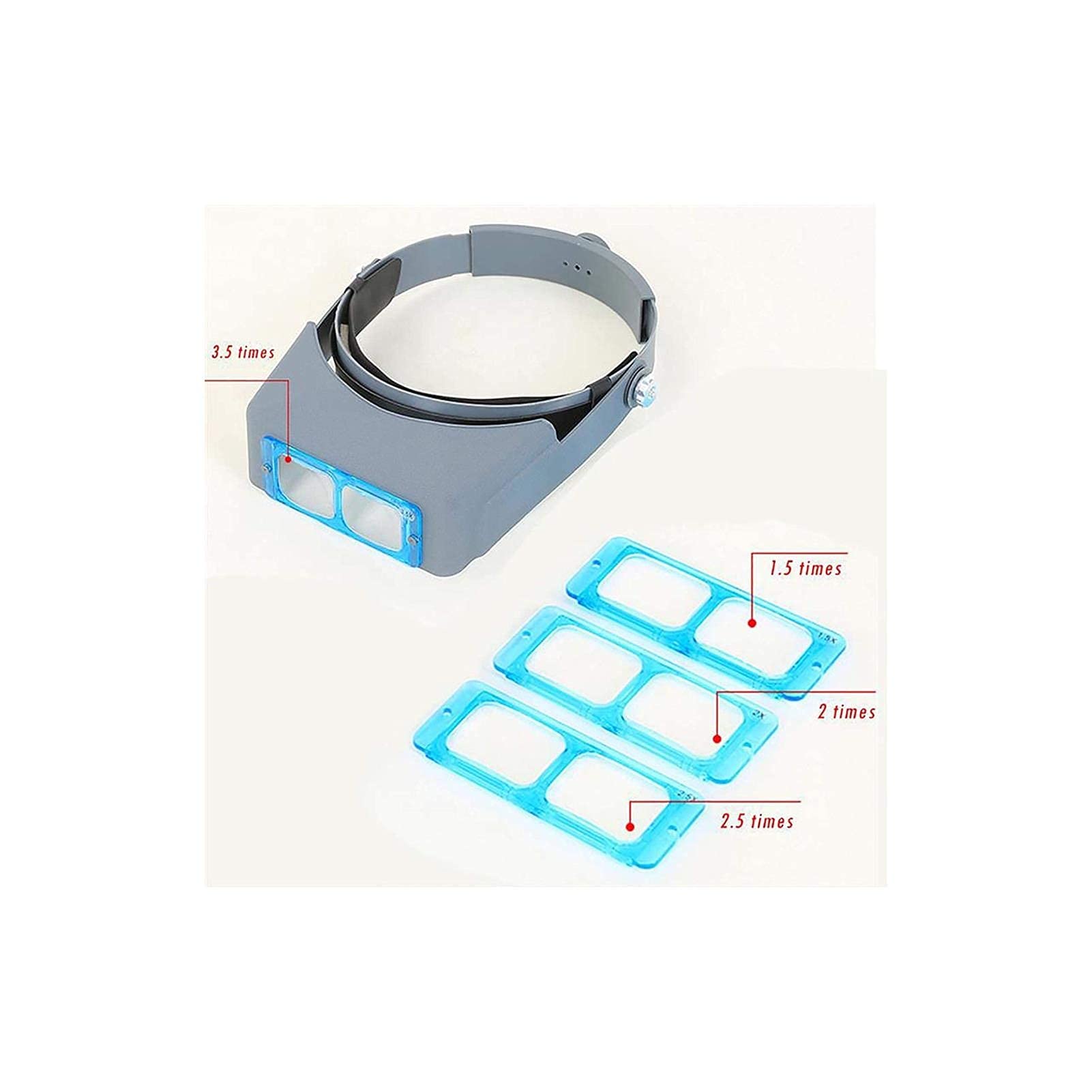 Lupa De Diadema, Gafas De Aumento Iluminadas para La Cabeza, Lupa De Lectura De Diadema - Zoom De 1X A 3.5X con 4 Lentes Desmontables - Gafas De Aumento para La Cabeza para Joyería A