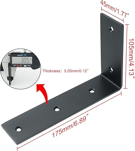 Miniatura 2 de Alise Soportes flotantes para estantes resistentes en forma de L, soportes de esquina de ángulo negro para estantes, soporte de estante reforzado
