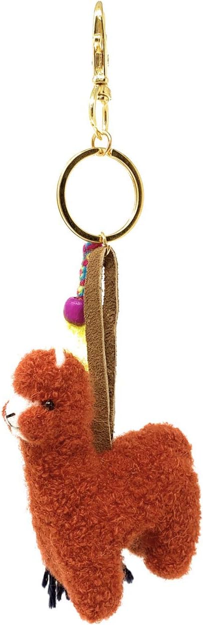 Inca Fashions - Alpaca Figure Pom-Pom Tassel Purse Charm for Handbag & Keys - Alpaca Wool - Gold