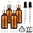 PrettyCare Set of 4, 1 oz Dropper Bottles with Golden Caps, Labels, Funnel & 2 Extra Dropper - 30 ml Thick Dark Amber Glass Empty Tincture Bottles for Personal Care & Beauty