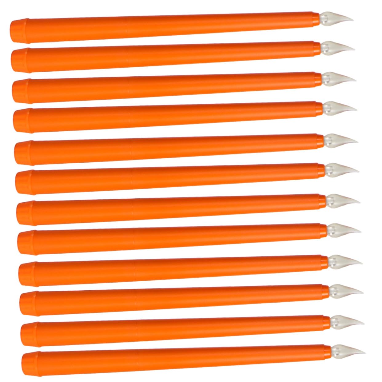 Zerodeko 12 Stück Flammenlose LED Stabkerzen Orange mit Realistischer Optik | Pp und Led, Batteriebetrieben, für Partys und Zuhause, Langlebige Ausführung