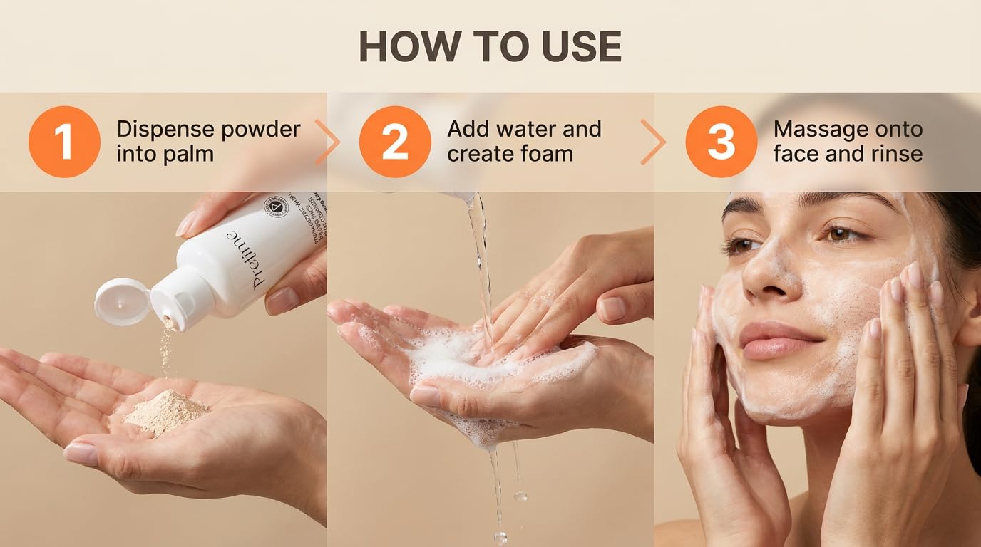 Papaya Enzyme Wash Powder Face Foam Cleanser, Enzyme Foaming Cleanser for Deep Cleansing and Exfoliation, 90 g / 3.17 oz