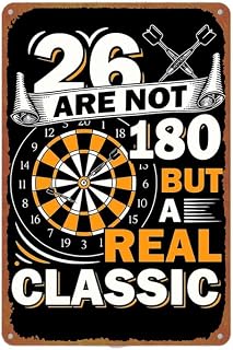 Vintage Darts Game 26 Are Not 180 But A Real Classic Metal Sign 8x12 Inch Aluminum Retro Dartboard Wall Decor for Home Game Room Bar Pub Garage Man Cave