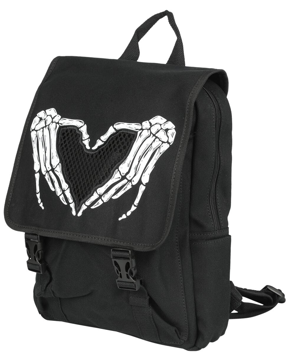Banned Apparel Black Punk Gothic Emo Skeleton Hands Darkest Love Unisex Backpack