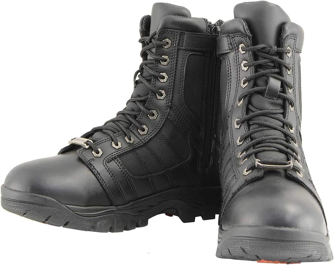 Milwaukee Leather MBM9130WP Men’s Black Lace-Up Waterproof Swat Style-Tactical Biker Motorcycle Boots - 8