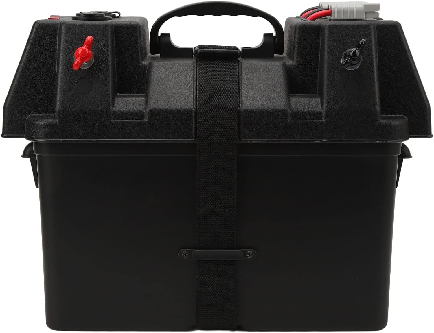 Acouto HM408 4D CommercialGrade Battery Box Multifunctional with Charging, 5V 1A & 5V 2.1A USB Ports, 12V 20A Cigarette Lighter, Connectors for RV and Trailer