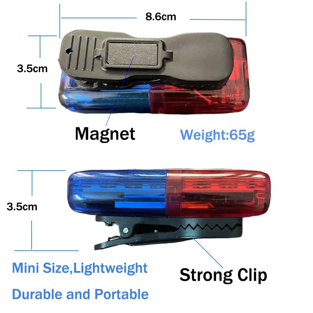 Luz Estroboscópica de Advertencia de Policía, Imán de Silbato Electrónico, Luz LED de Seguridad Recargable, Lámpara de Clip de Seguridad Intermitente con Linterna, Regalo para Niños