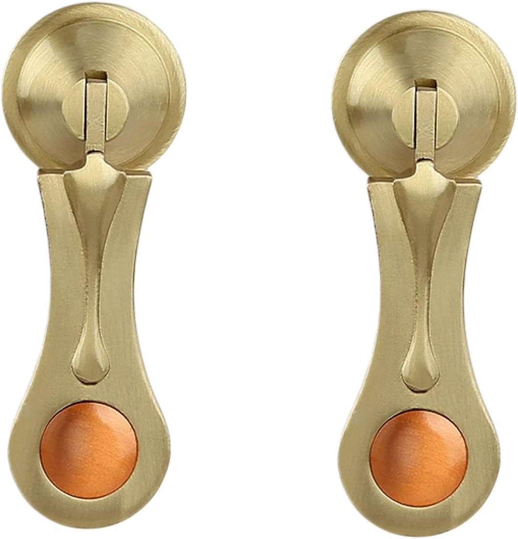 Tnbccxn A Matte Brushed Cabinet Handles, Cabinet Handles,2 Pcs Pure Brass Handle Drop-Shaped Tag Drawer Cabinet Door Pendant(A Matte Brushed)