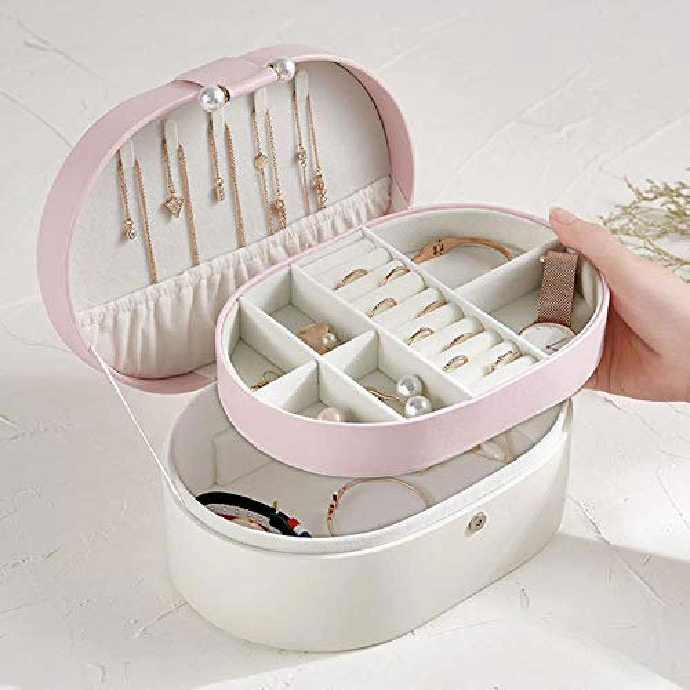 Schmuckschatulle - Schmuckschatulle für Frauen, Schmuckschatulle mit Fächern für Halsketten, Schmuck-Organizer mit Schloss, Schmuckhalter für Ohrringe, Armbänder, Ringe, Präsentationsgeschenke