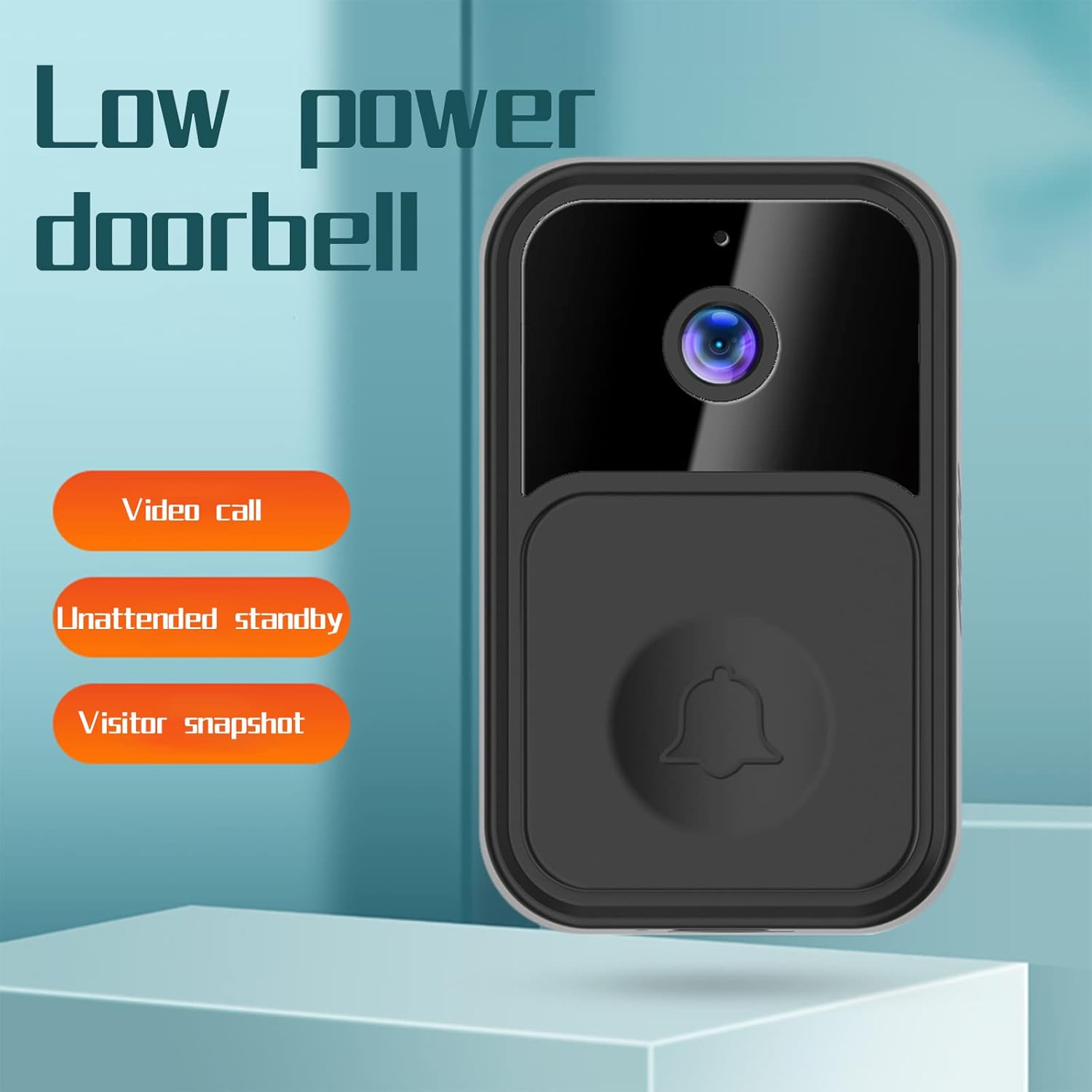M10 Smart Video Doorbell with text 'Low power doorbell' and buttons for 'Video call', 'Unattended standby', and 'Visitor snapshot'.