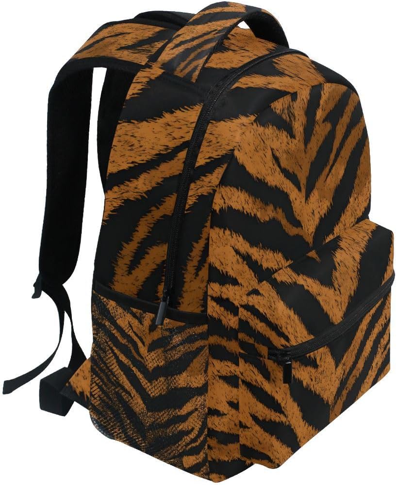 Tiger Skin Pattern School Bag Travel Daypack Rucksack for Students Boys Girls Laptop Backpack
