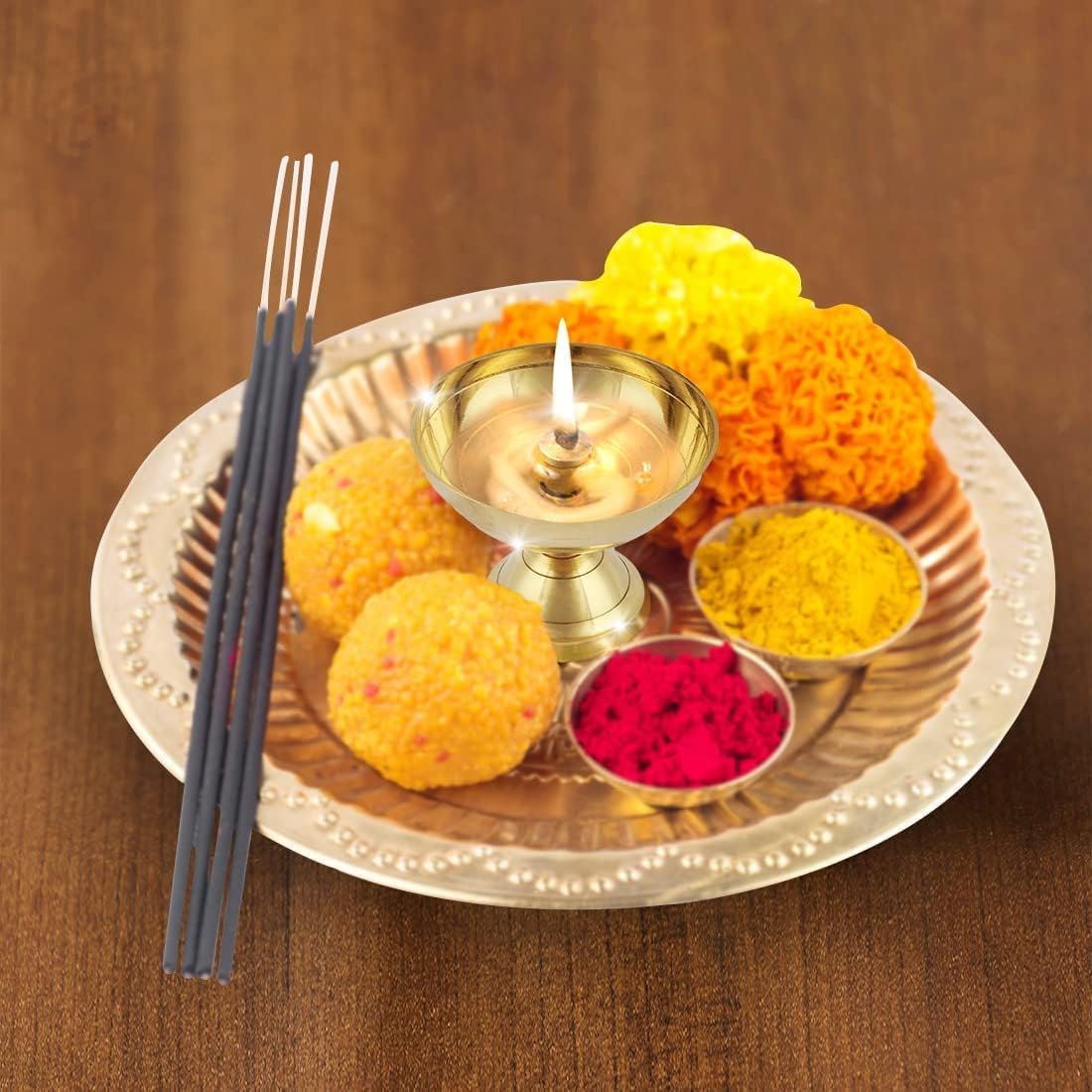 Traditional Brass Diya Pooja Oil Lamp Akhand Jyot Deepak Diwali Gift Religious Item- Pack of 4