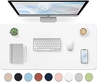 Vista 49 de Bloss Tapete de escritorio beige de 23.6 x 13.8 pulgadas, tapete de escritorio para escritorio, alfombrilla de mouse de cuero grande impermeable