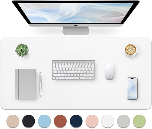 Miniatura 49 de Bloss Tapete de escritorio beige de 23.6 x 13.8 pulgadas, tapete de escritorio para escritorio, alfombrilla de mouse de cuero grande impermeable