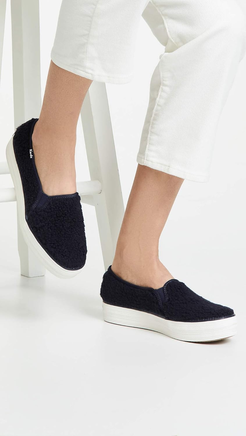 Keds Women's Triple Decker Sherpa Sneakers, Navy, Blue, 7.5 M US