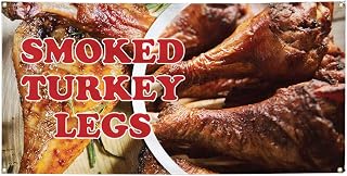 Vinyl Banner Multiple Sizes Smoked Turkey Legs Advertising Printing A Restaurant & Food Outdoor Weatherproof Industrial Yard Signs Orange 4 Grommets 12x30Inches