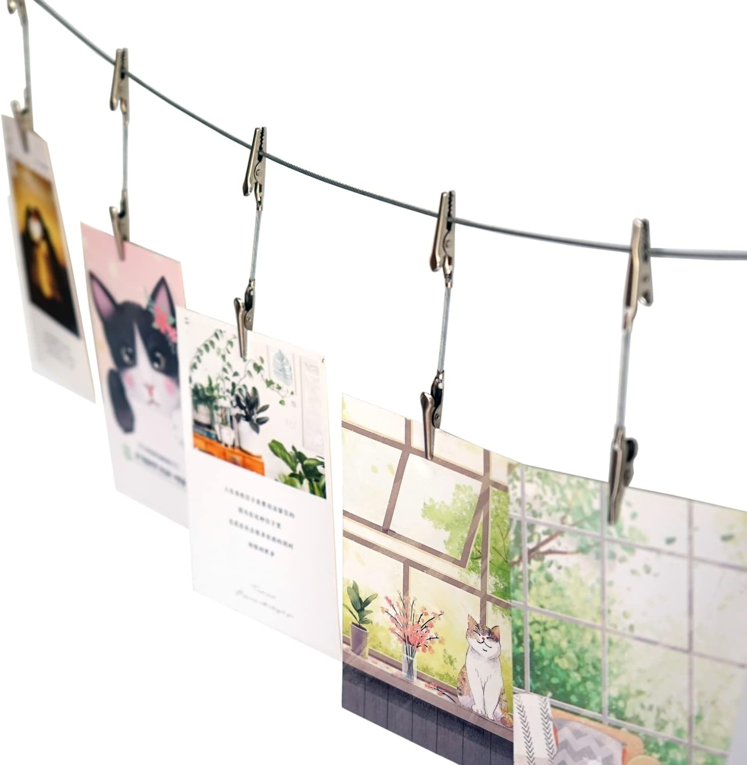 TFu Wall Hanging Photo Display, DIY Picture Photo Frame String with 12 Clips for Hanging Photos Notes and Artworks (Adjustable Alligatory Clip)