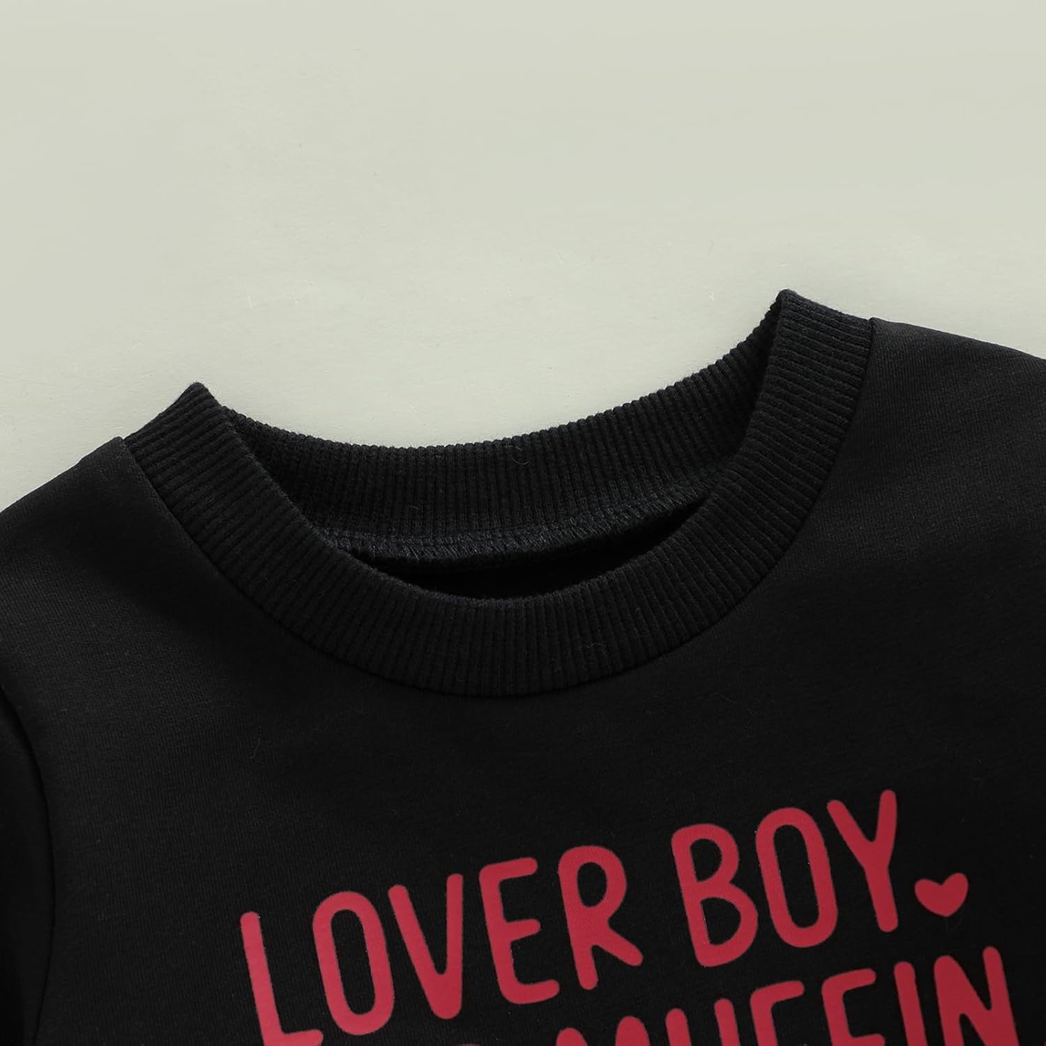Fernvia Toddler Baby Boy Valentines Day Outfit Letter Print Long Sleeve Crewneck Sweatshirt + Joggers Pants Sets - Image 4