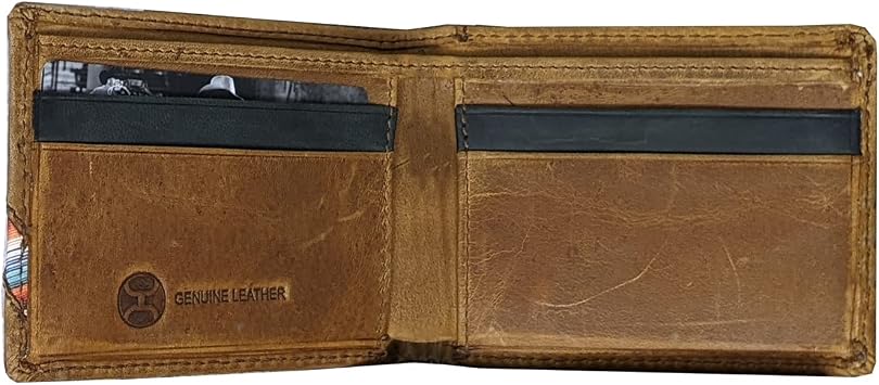 HOOEY Bi-Fold Leather Men's Wallet (Hands-Up - Sunset Serape)