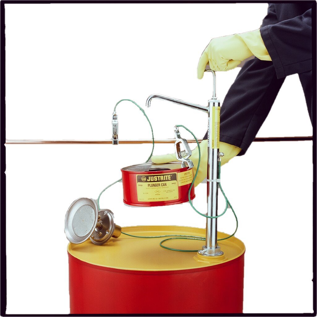 Model Number 3160TS, FM-Approved & OSHA Compliant, Safety Drum Pump for flammables and combustibles. Type 316 Stainless Steel for all metal parts. PTFE piston, packing, and gasket. Supplied with 2" NPS bung adapter, fits 15-55 gallon drums.