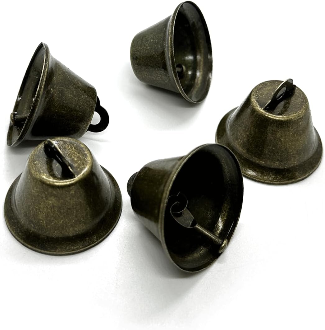 20PCS Jingle Bells, Vintage Brass Bells with Spring Hooks, Jingle Bells for Wedding Doorbell Dog Collar Christmas Tree Decoration Jewelry Sewing DIY Crafts