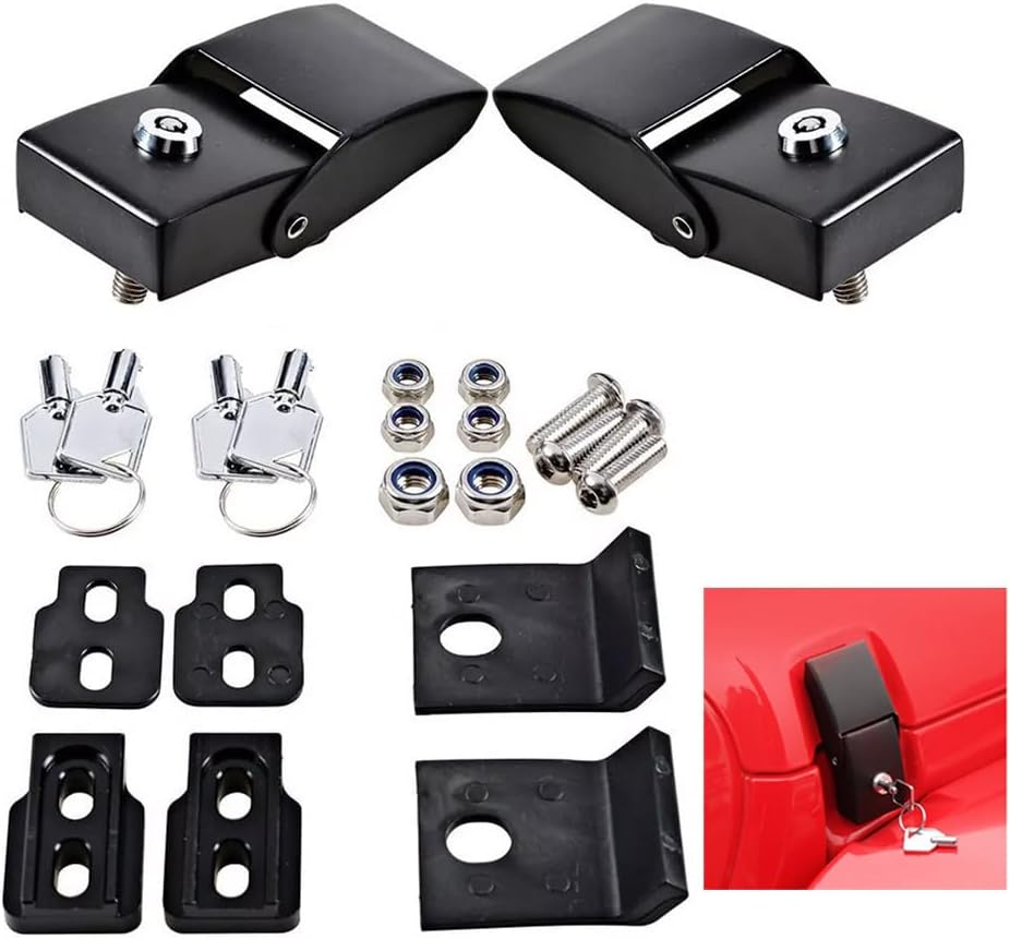 1 Pair Hood Latches Locking Hood Catch Kit Aluminum Alloy Hood Locks,Fit for Jeep Wrangler 2007-2018 JK JKU, 2018-2023 JL JLU & 2020-2023 Gladiator JT, Skull Style