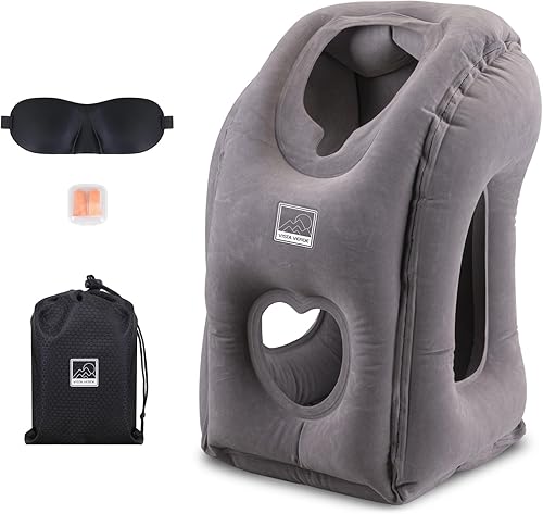 VISTA VERDE Almohada de cuello de avión de viaje, cómodas almohadas cervicales para aliviar el dolor, almohada inflable para viajar en avión, siesta