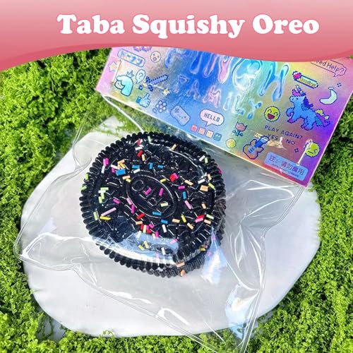 YEWCEP 2 Stück Taba Squishy, Squishy Toy, Squishy Für Oreo, Keks-Stressabbau-Spielzeug, Quetsch Spielzeug, Antistress Spielzeug, Anti Stress Spielzeug, Fufu Squishy (Schwarz+ Rosa)