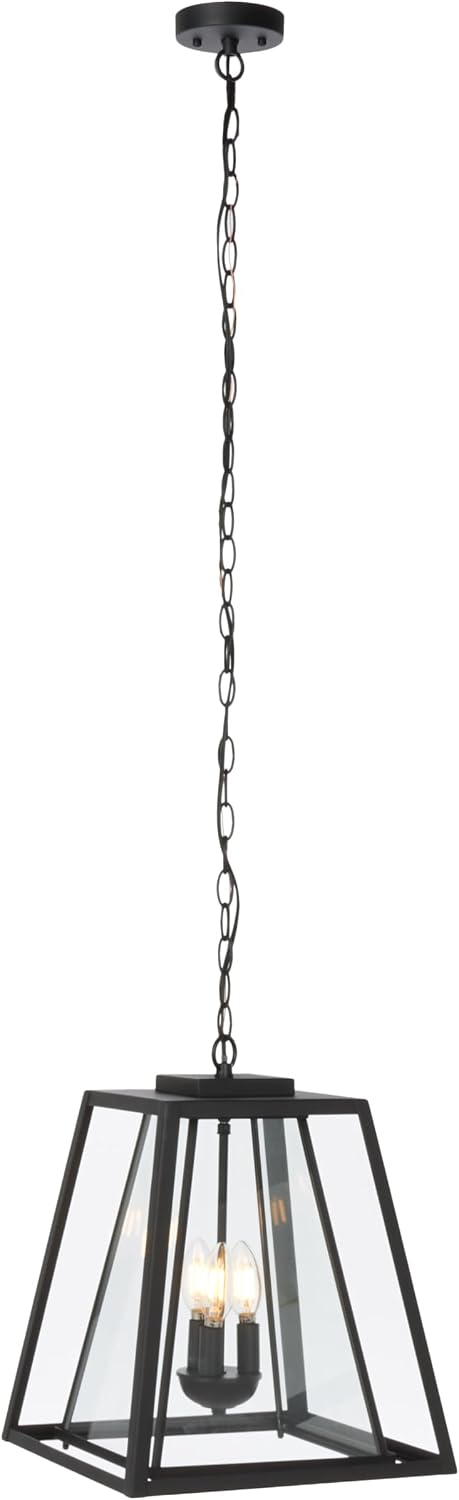 SAFAVIEH Lighting Collection Rydler Black 3-Light Outdoor Pendant Hanging Light Fixture (LED Bulbs Included)