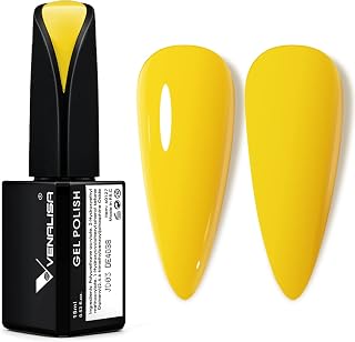 V VENALISA VENALISA Yellow Gel Nail Polish, 15ml Yellow Gel Polish Color Soak Off UV LED Nail Gel Polish Nail Art Starter Manicure Salon DIY at Home, 0.53 OZ