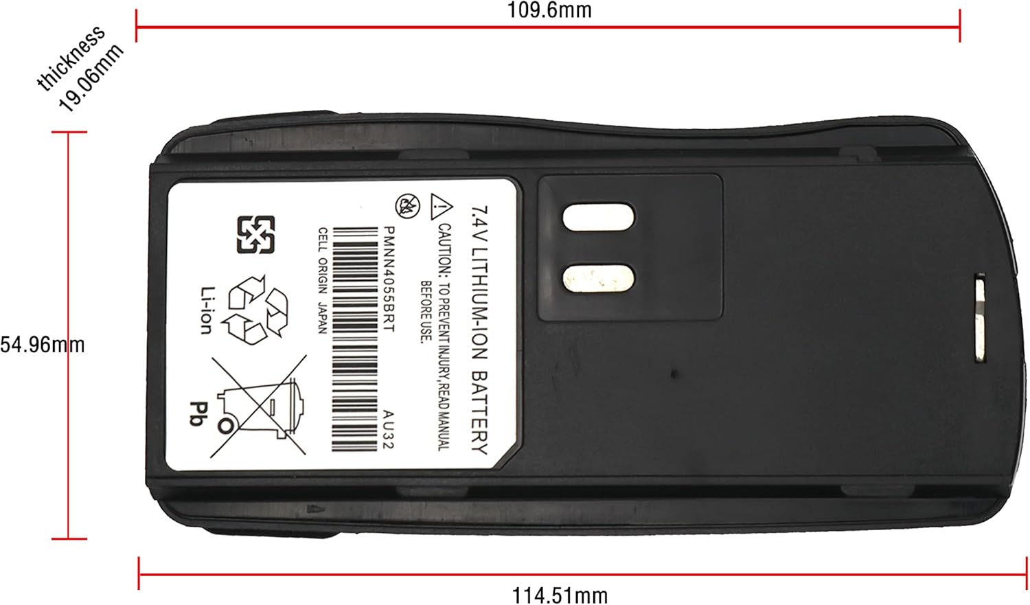 2 Pack Replacement Two-Way Radio Battery Compatible with PMNN4046 PMNN4046A PMNN4063AR PMNN4063ARC PMNN4063BR Fit for AXU4100 AXV5100 BC120 CP125 GP2000 GP2000s GP2100 P020 SP66 VL130