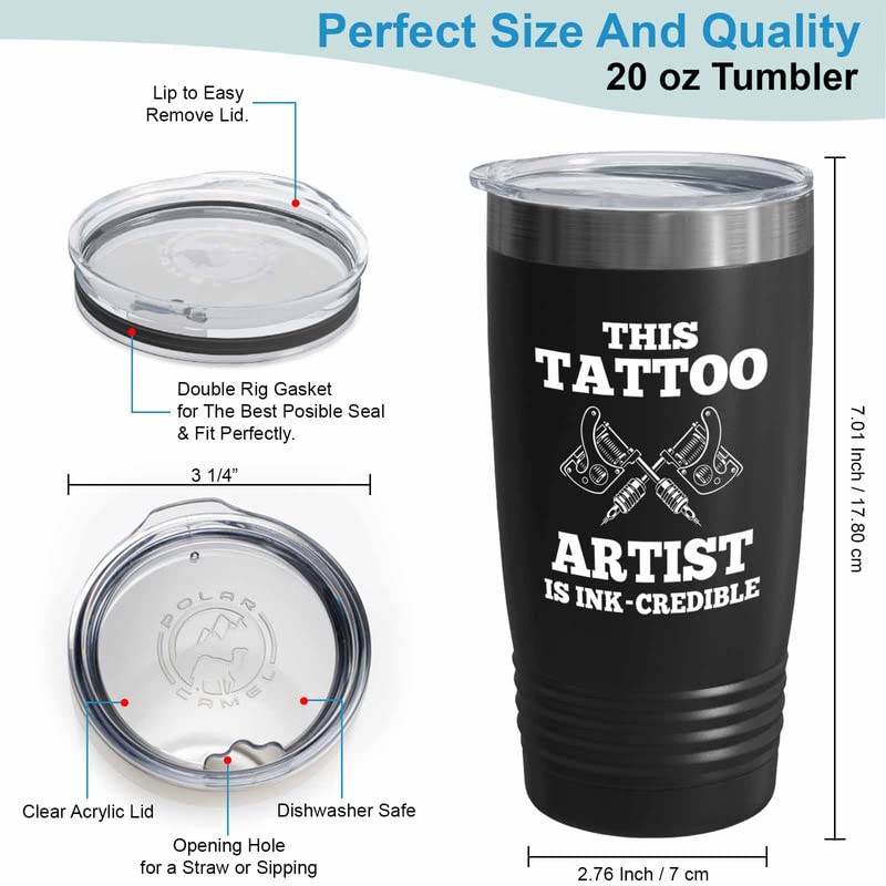 Tattoo Artist Black Tumbler 20oz - Ink-Credible - Gifts for My Tattoo Artist Tattoos Tats Tattooing Skin Design Professional