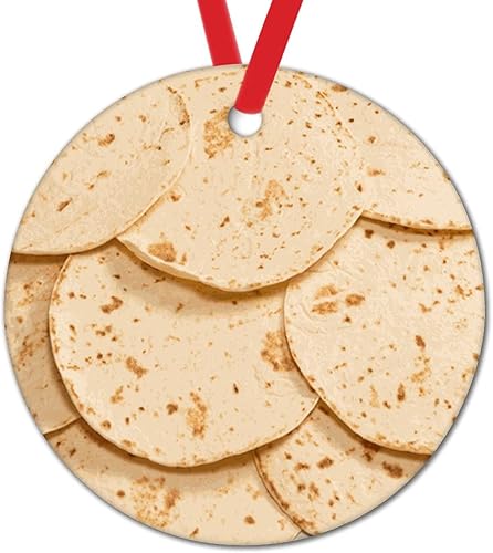Miniatura 8 de Mexican Tortilla Christmas Ornament Kitchen Decor Food Tortillas Burrito Xmas Hanging Christmas Party Supplies Western Christmas Ceramic Ornament