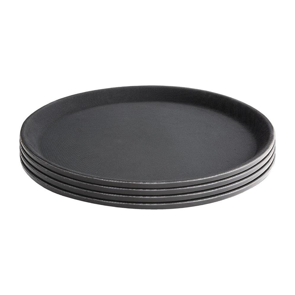 Olympia Kristallon Round Tray Black Anti-Slip Plastic - 356mm 14