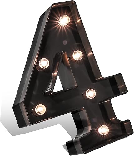 Luces LED de números de letras 26 letras del alfabeto y números arábigos del 0 al 9, lámparas decorativas de marquesina negras para eventos, bodas,