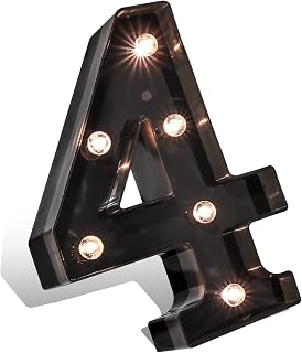 Led Letters Numbers Lights 26 Alphabet & Arabic Numerals 0-9 Black Decorative Marquee Lamps for Events Wedding Party Birthday Home Bar Decorative -4